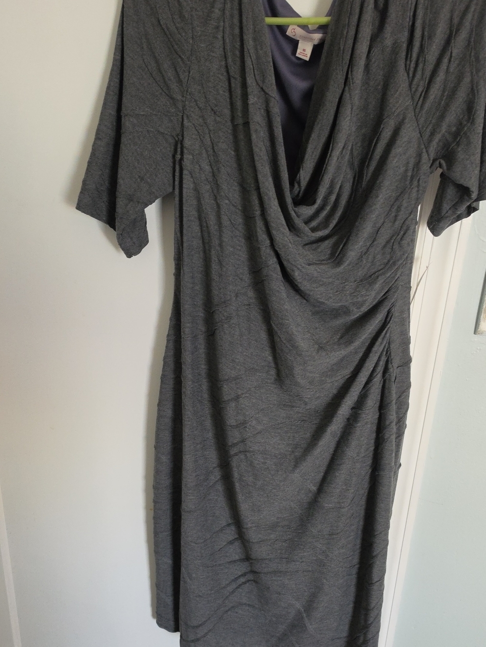 Draped Cowl Neck Gray Women’s Dress